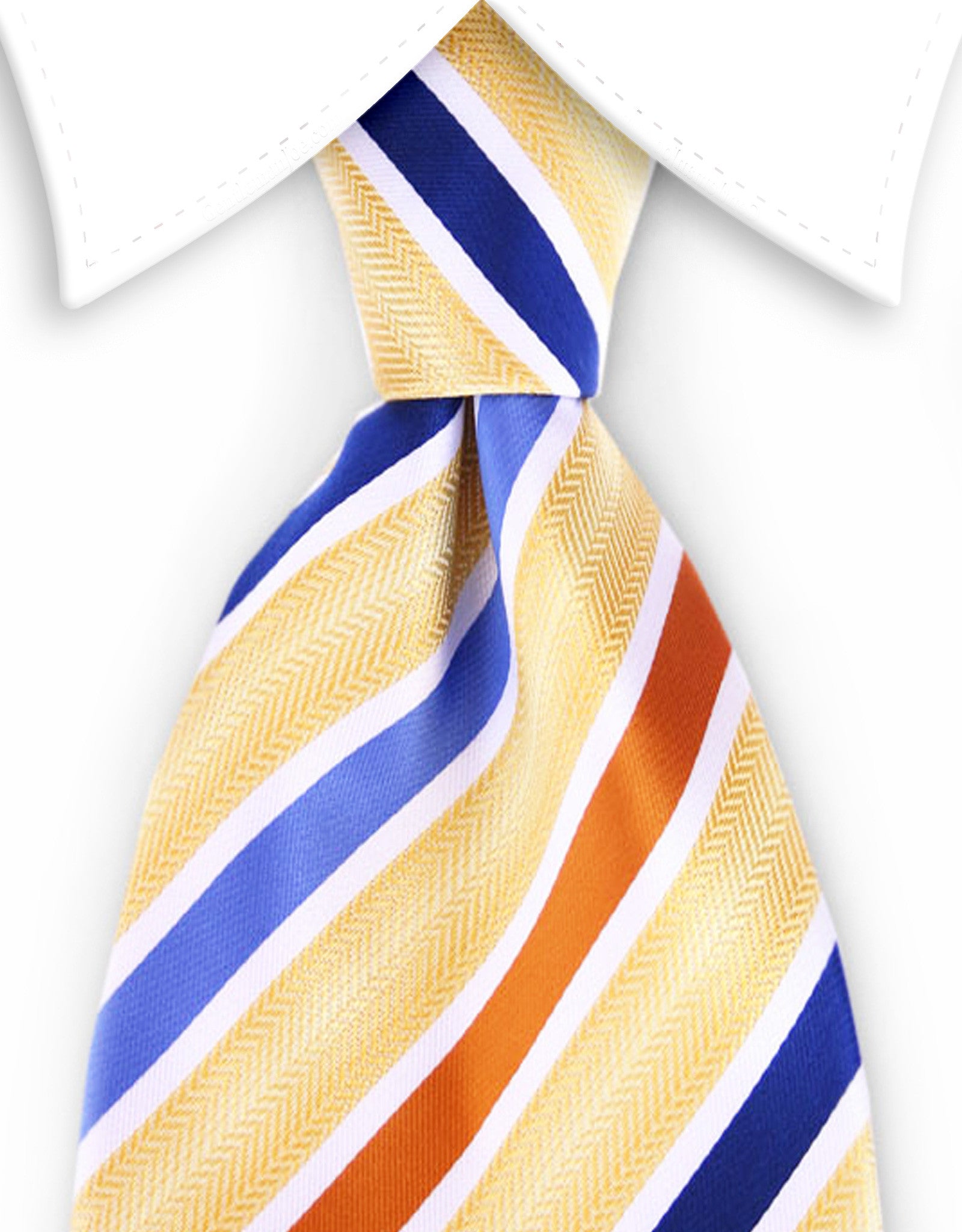 yellow and blue striped tie