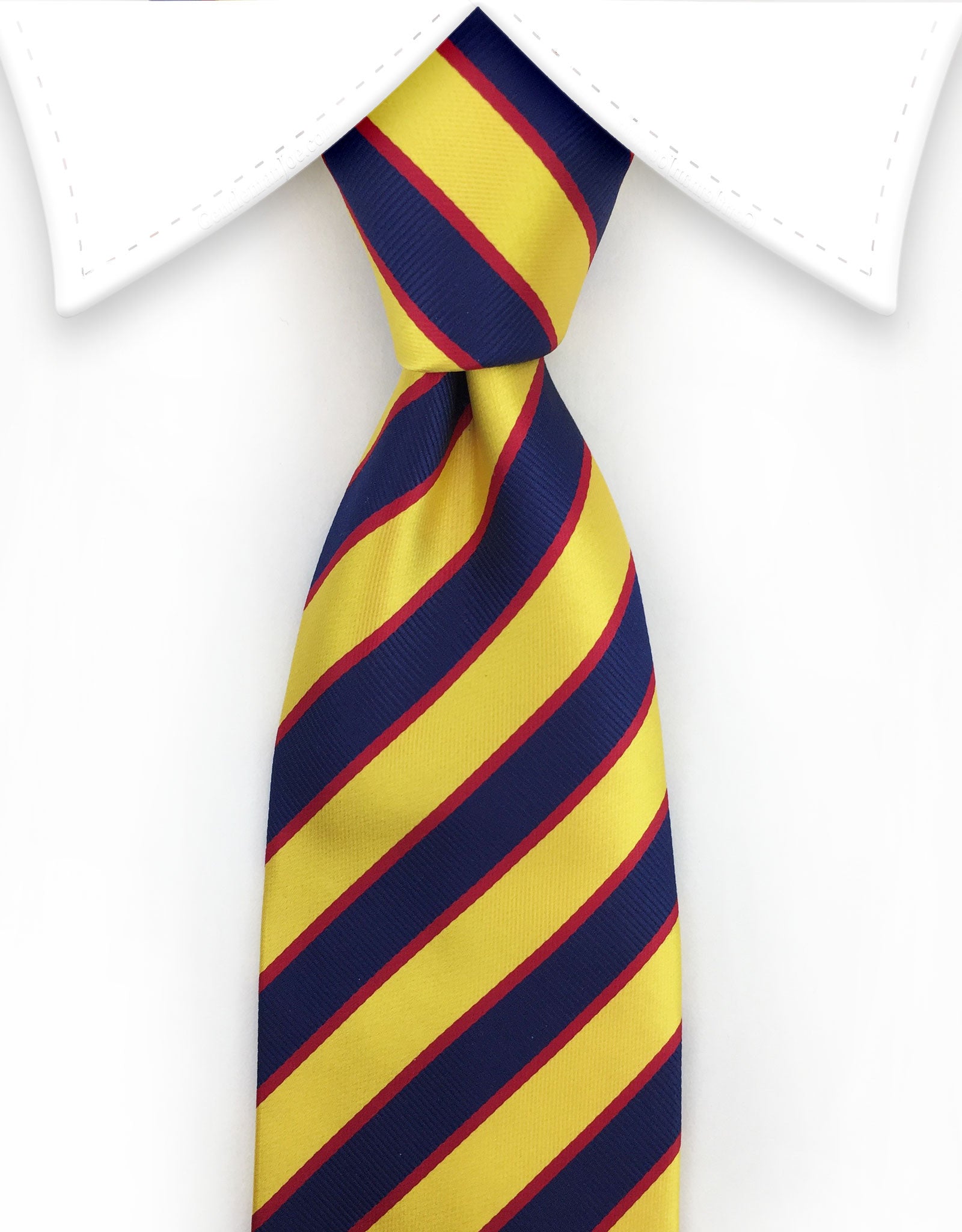 yellow and navy striped tie