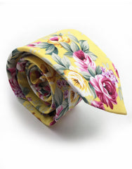 yellow and pink flower tie