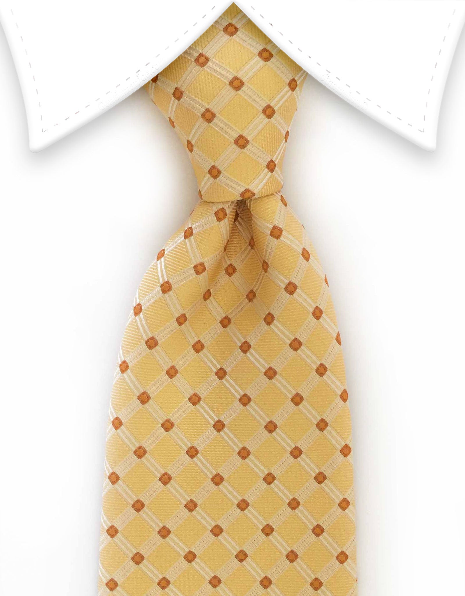 Yellow tie with small orange dots