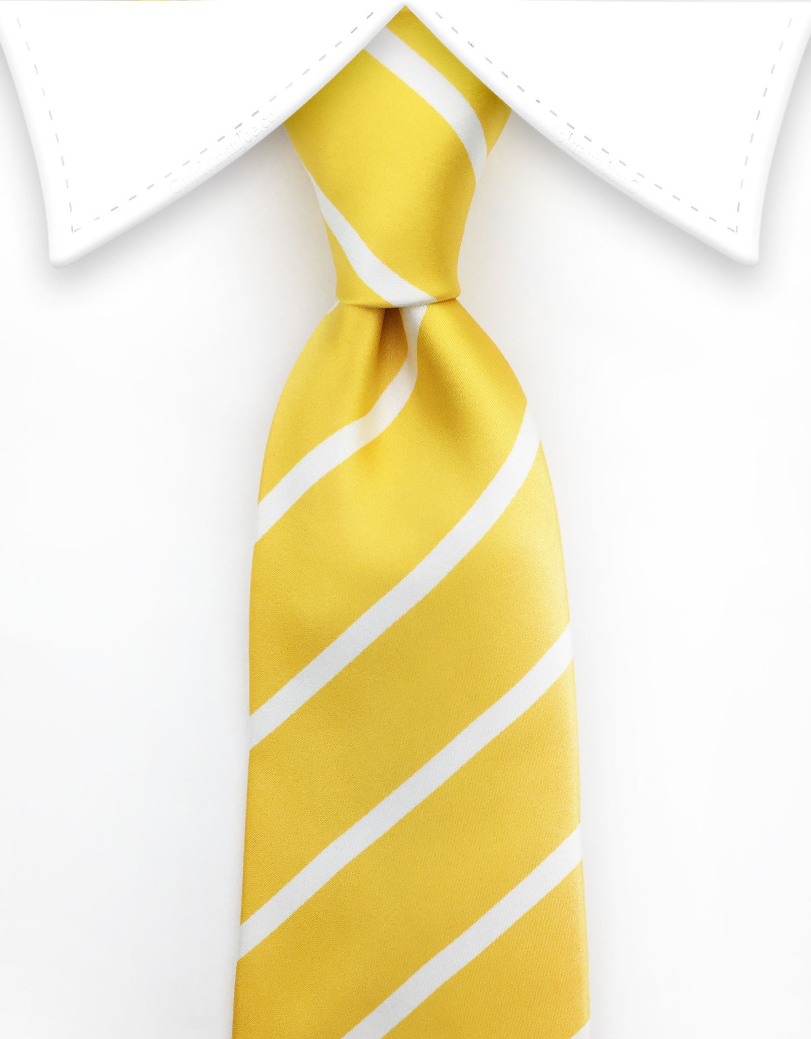 Yellow Tie with white stripes