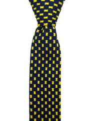 Navy Blue and Yellow Skinny Knitted Men's Tie