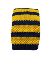 Mustard Yellow and Navy Blue Striped Knitted Tie