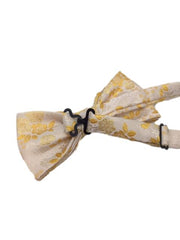 Men's Light Yellow Floral Pre-tied Bow Tie