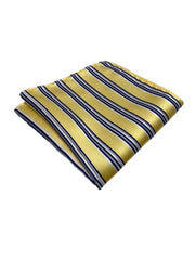 Yellow and Blue Striped Pocket Square